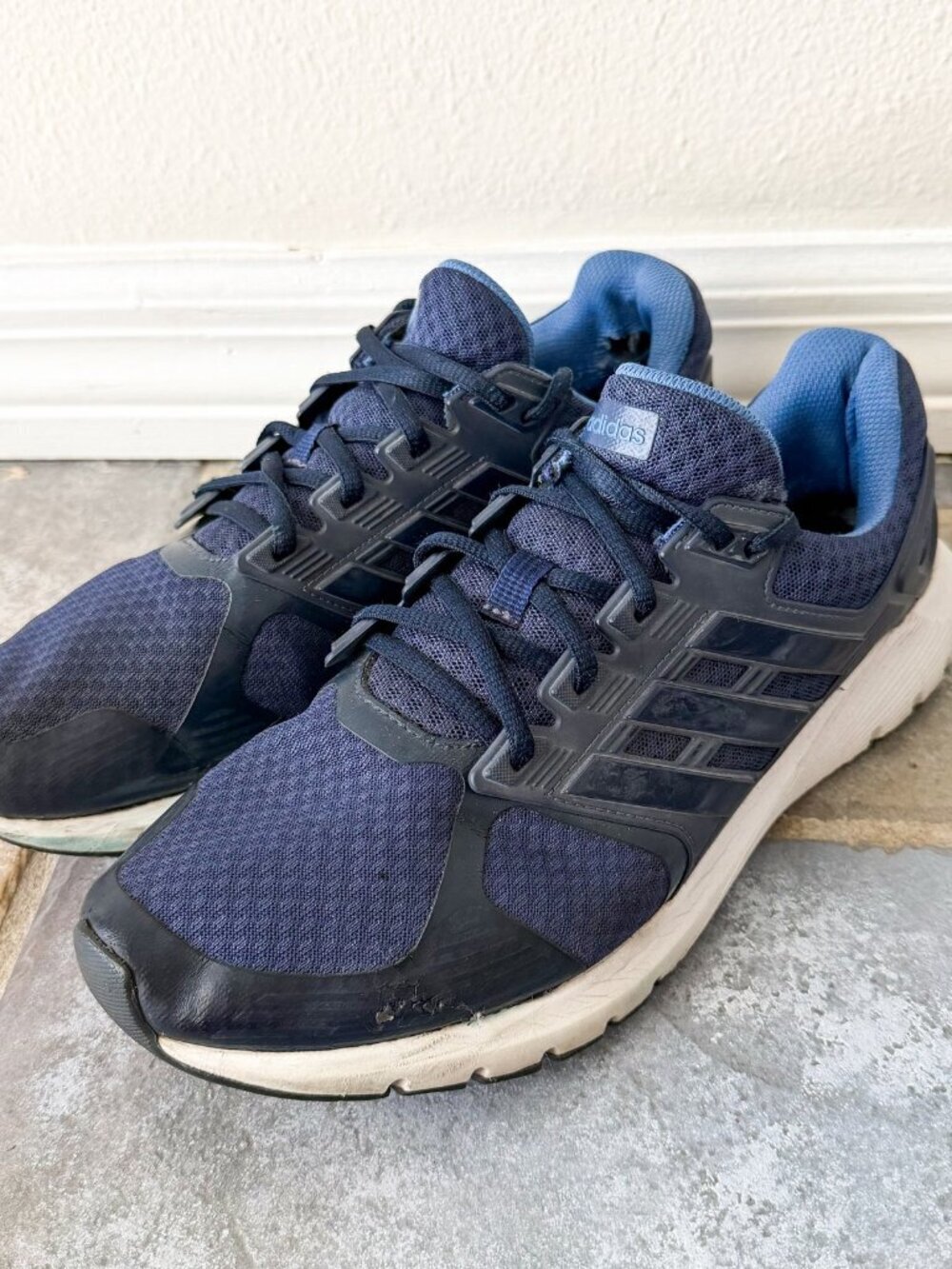 Adidas Duramo 9 Cloudfoam Running Shoes Mens 9 Navy Blue Athletic